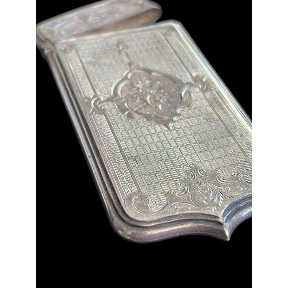 Sterling Silver Edwardian Engraved Cigarette Card Hinged Case 32.7g 925 - Picture 3 of 12